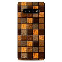 Samsung Galaxy S10 Plus Kılıf Patchwork (32) Soft Silikon Kılıf Turuncu Kahve