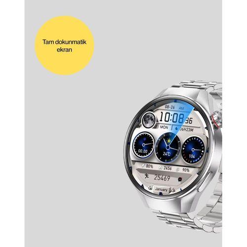 Akıllı Saat Metal Kordonlu Tam Ekran Amoled – Arama Ve Sağlık Takip Özellikli