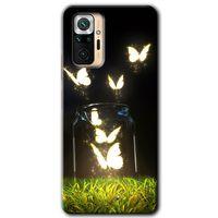 MRCİLETİSİM Xiaomi Redmi Note 10 Pro Kılıf Kapak - Işıklı Kelebekler +Hayalet Ekran Yandan Gözükmez