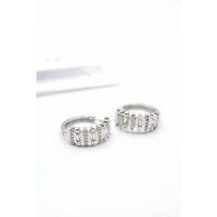 Taşlı Halka Küpe - Gümüş