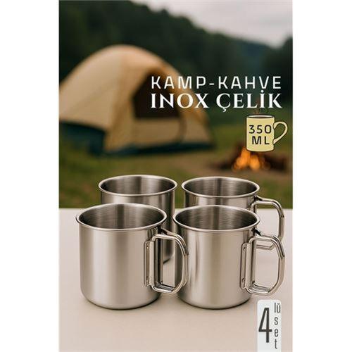 Zhltools Inox Çelik Kamp Kupası - Kamp Bardağı 350 ml 4 LÜ SET