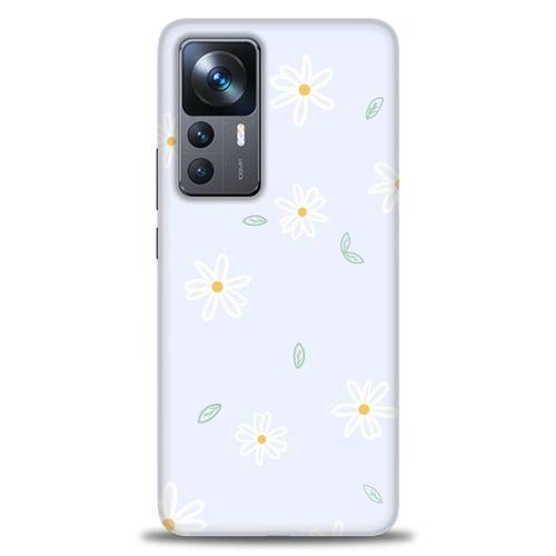 Xiaomi Mi 12T Kılıf HD Baskılı Kılıf - Beyaz Papatyalar + Tam Ekran Koruyucu