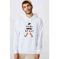 Oh La La Baskılı Beyaz Erkek Kapşonlu Sweatshirt