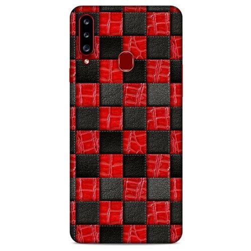 Samsung Galaxy A20s Kılıf Patchwork (47) Crystal Flex Kılıf Siyah Kırmızı