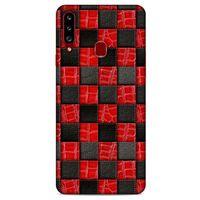 Samsung Galaxy A20s Kılıf Patchwork (47) Crystal Flex Kılıf Siyah Kırmızı