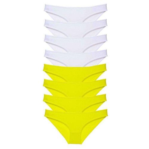 8 adet Süper Eko Set Likralı Kadın Slip Külot Sarı Beyaz