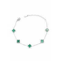 Gümüş VC Yonca Bileklik - Yeşil