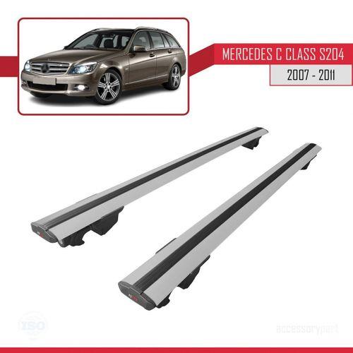 Mercedes C Class (W204) SW 2007-2011 Arası ile uyumlu HOOK Model Anahtar Kilitli Ara Atkı Tavan Barı GRİ