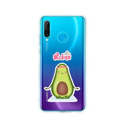 Huawei P30 Lite Relax Avocado Desenli Premium Şeffaf Silikon Kılıf