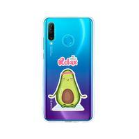 Huawei P30 Lite Relax Avocado Desenli Premium Şeffaf Silikon Kılıf
