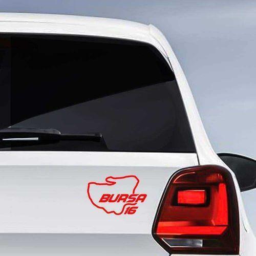 Bursa İli 16 Plaka Kodu Memleket Yarış Pisti Sticker - Oto Araba Etiket, Aksesuar, Tuning Kırmızı