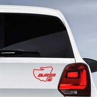 Bursa İli 16 Plaka Kodu Memleket Yarış Pisti Sticker - Oto Araba Etiket, Aksesuar, Tuning Kırmızı