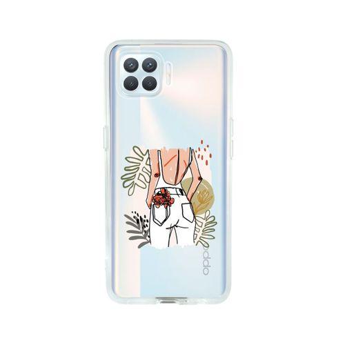 Oppo Reno 4 Lite Beyaz Kot Tasarımlı Premium Şeffaf Silikon Kılıf