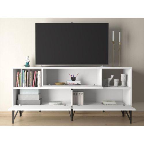 Wood'n Love Mia 160 Cm Metal Ayaklı Tv Ünitesi - Konsol - Beyaz / Siyah