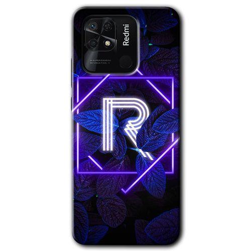 Xiaomi Redmi 10C Kılıf HD Desen Baskılı Arka Kapak - Dark Neon Yaprak R Harfi