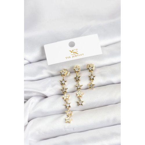 Pirinç Gold Renk Yıldız Model YSX Trio Küpe Seti