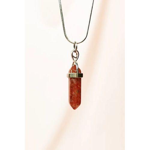 Jasper Doğal Taşı Zincirli El Yapımı Tasarımlı Kolye Uç: 3,5 cm Zincir: 20 cm Kutulu