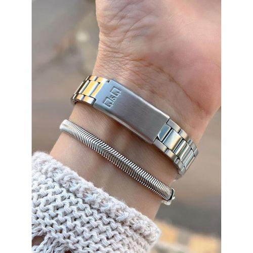 Q&Q Çelik Kordon 2 Yıl Garantili 3 Atm Suya Dayanıklı Kol Saati+Bileklik Hediyeli QQ.1004.A2