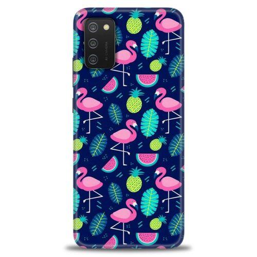 Samsung Galaxy A02S Kılıf HD Baskılı Kılıf - Flamingo Ananas + Tam Ekran Koruyucu