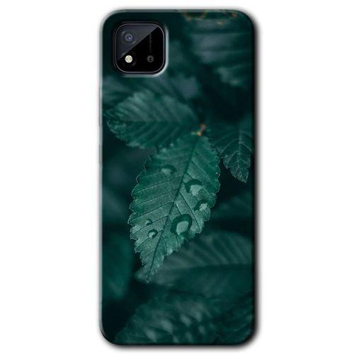 BeRa Aksesuar Realme C11 Kılıf Baskılı Kapak - Yağmurlu Yaprak +Tam Kaplayan Mat Seramik