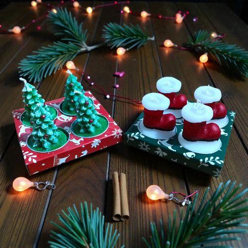 8 ADET VIP ÖZEL TASARIM 2Lİ SET MUM YILBAŞI AĞACI MUMU NOEL BABA PABUÇ MUM GERÇEK MUM YILBAŞI MUMU