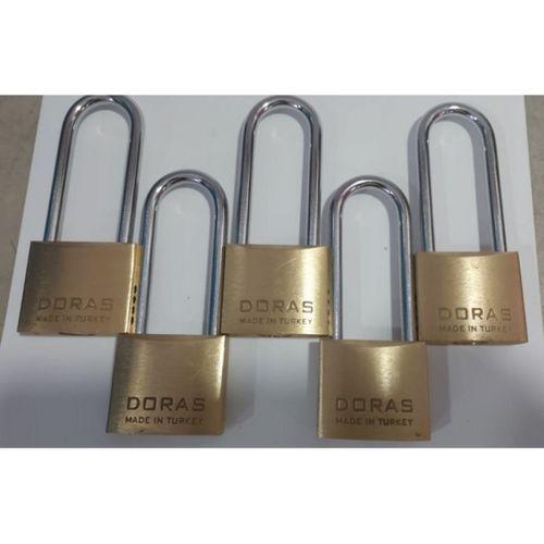 Doras Ersa 5'li Set Uzun Kanca Pas Pirinç Asma Kilit 40 Mm