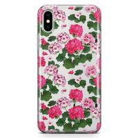 Apple iPhone XS Max Kılıf Sardunya Çiçeği Arka Kapak Koruma Desenli Full Koruyucu