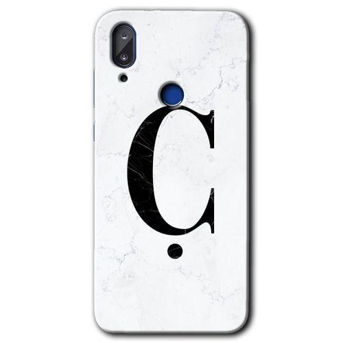 Potkal Hediye Fabrikası Vestel E5 Kılıf HD Desen Baskılı Arka Kapak - Beyaz Mermer Desenli Ç Harfi