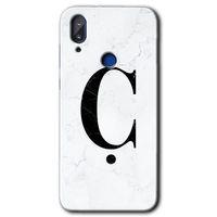 Potkal Hediye Fabrikası Vestel E5 Kılıf HD Desen Baskılı Arka Kapak - Beyaz Mermer Desenli Ç Harfi