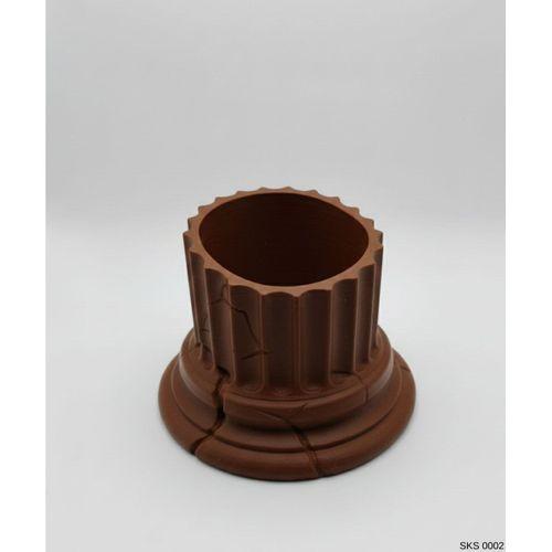 Kahverengi Klasik Sutun Form Mini Dekoratif Saksi 7 Cm Masa Ustu Ofis Dekoru