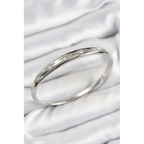 Pirinç Zirkon Taşlı Kutup Yıldızı Model Gümüş Renk Kadın Kelepçe