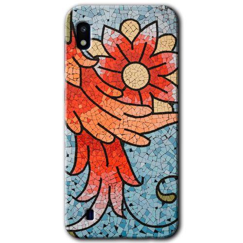 MRCİLETİSİM Samsung Galaxy A10 Kılıf Baskılı Kapak - Mozaik Çiçek +Tam Ekran Koruyucu