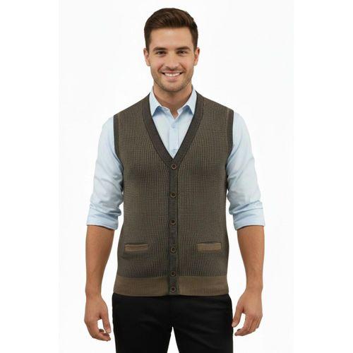 Erkek Düğmeli Yelek Cepli Çelik Örgü Klasik Kalıp 5208L BGL-ST04964