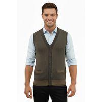 Erkek Düğmeli Yelek Cepli Çelik Örgü Klasik Kalıp 5208L BGL-ST04964