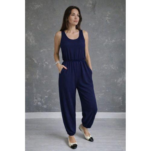 Kadın Askılı Yuvarlak Yakalı Cepli Viskon Tulum