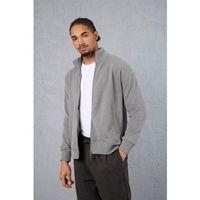 Ron Selanik Örme İçi Peluş Çift Fermuarlı Dik Yaka Erkek Hırka Sweatshirt - Füme