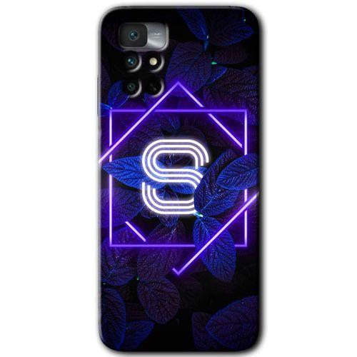 Redmi Note 11 4G Kılıf HD Desen Baskılı Arka Kapak - Dark Neon Yaprak S Harfi + Kırılmaz Cam