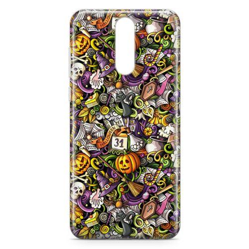 Huawei Mate 10 Lite Kılıf Halloween Doodle Arka Kapak Koruma Desenli Full Koruyucu