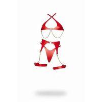 Kırmızı Harness Takım Suni Deri Zincir Detaylı - Brf1219