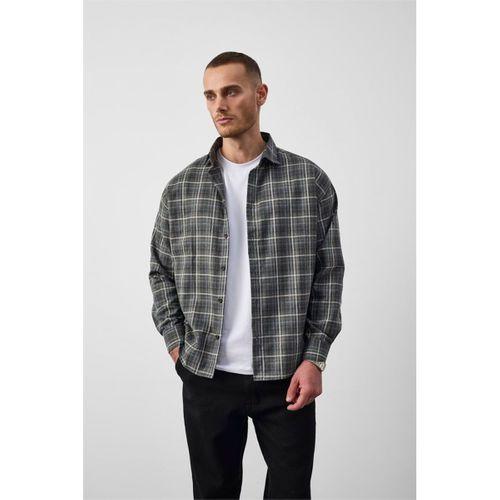 Carol Relaxed Fit Pamuklu Çizgili Flanel Erkek Gömlek - Yeşil