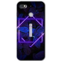General Mobile GM 8 Go HD Baskılı Kılıf + 9D Tam Ekran Koruyucu - Dark Neon Yaprak İ Harfi