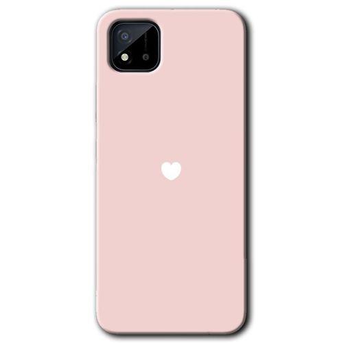 BeRa Aksesuar Realme C11 Kılıf Baskılı Kapak - Sade Kalp +Tam Kaplayan Mat Seramik