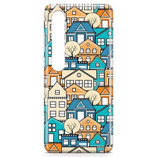 Xiaomi Mi 10 Pro Kılıf Mavi Evler Arka Kapak Koruma Desenli Full Koruyucu