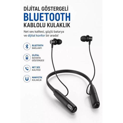 Dijital Batarya Göstergeli Bluetooth Özellikli Boyun Askılı Kulaklık