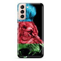 Samsung Galaxy S21 FE Uyumlu Kılıf Azarbaijan (24) Darbe Emici Kılıf Bayrak Aslan
