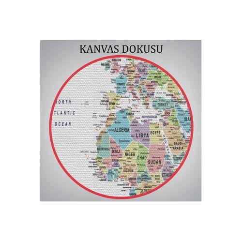 Dünya Haritası Dekoratif Kanvas Tablo Son Derece Detaylı ve Eğitici 1587
