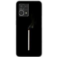 MRCİLETİSİM Oppo Reno 7 4G Kılıf HD Desen Baskılı Arka Kapak+Temperli Cam - Sönmüş Kibrit