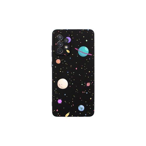 Samsung Galaxy A32 Uyumlu İçi Süet Güneş Sistemi Desenli Lansman Telefon Kılıfı
