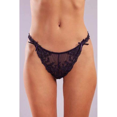 Giselle Mini String, Kadın Güpürlü Saten Mor String Külot