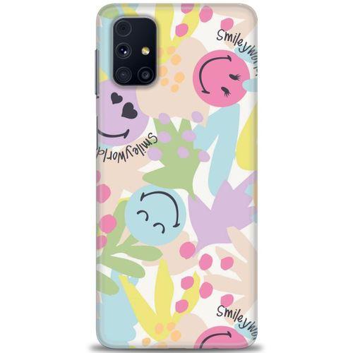 Samsung Galaxy M31S Kılıf HD Baskılı Kılıf - Smiley World + Tam Ekran Koruyucu